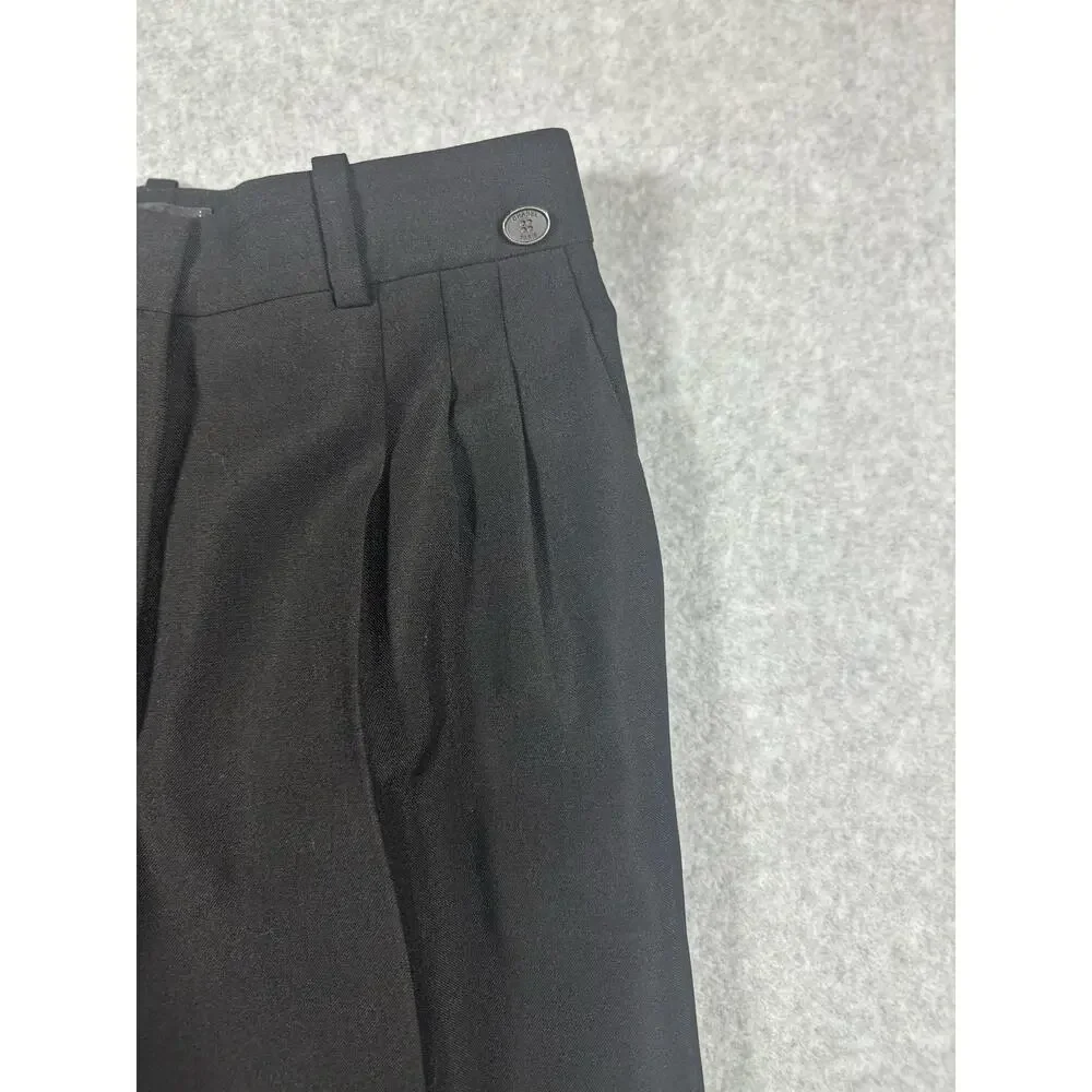 Chanel Dress Pants Women's Size 34 (US 2) Black Pleated High Rise Wide Leg